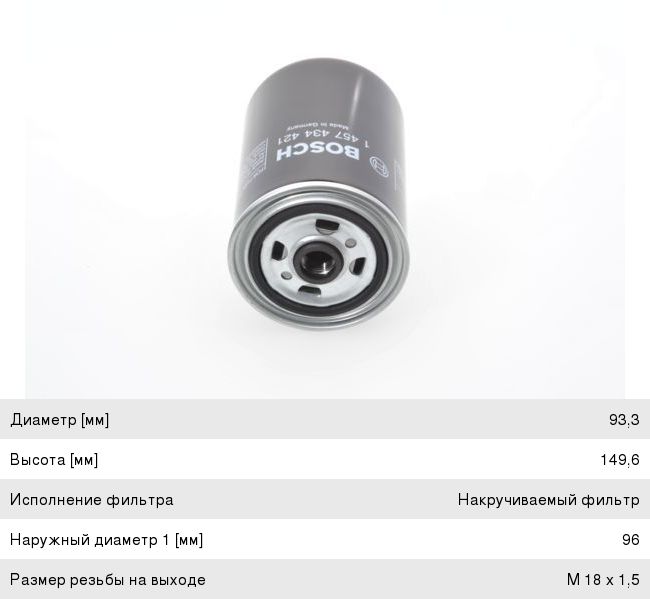 Фильтр топливный RENAULT Premium, Midlum, Kerax, ЯМЗ (дв.E-TECH ЕВРО-3) (00-) BOSCH