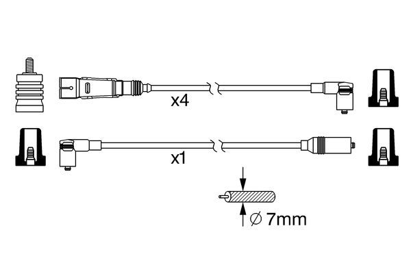 Провод высоковольтный VW Golf, Jetta, Passat (HZ, MH, 2G, PG, 2E) комплект BOSCH