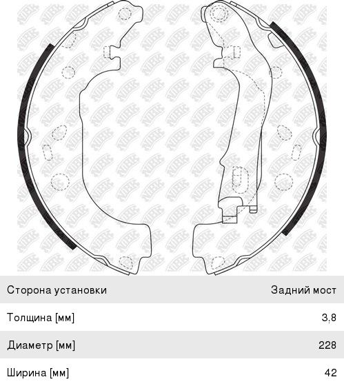 Колодки тормозные FIAT Doblo (05-) задние барабанные (4шт.) NIBK