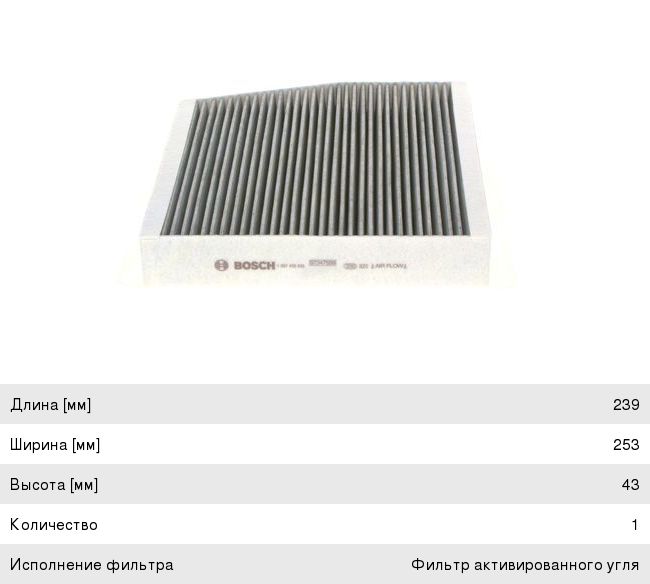 Фильтр воздушный салона MERCEDES A (W176), B (W246) BOSCH