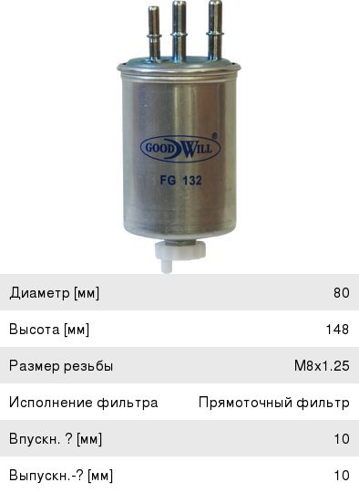 Изображение 1, FG132 Фильтр топливный FORD Transit Connect (02-) GOODWILL