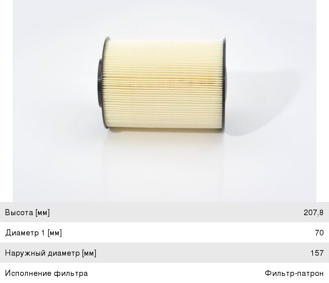 Фильтр воздушный FORD Focus 2, 3, Kuga (08-) VOLVO S40 (07-) (круглый) BOSCH