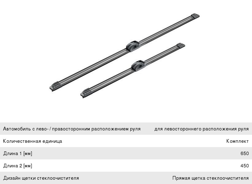 Щетка стеклоочистителя BMW 7 (08-) 650450мм комплект Aerotwin BOSCH