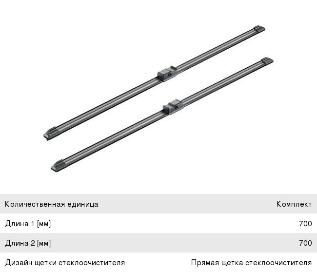 Щетка стеклоочистителя VW Sharan, Touran SEAT FORD 700700мм комплект Aerotwin BOSCH