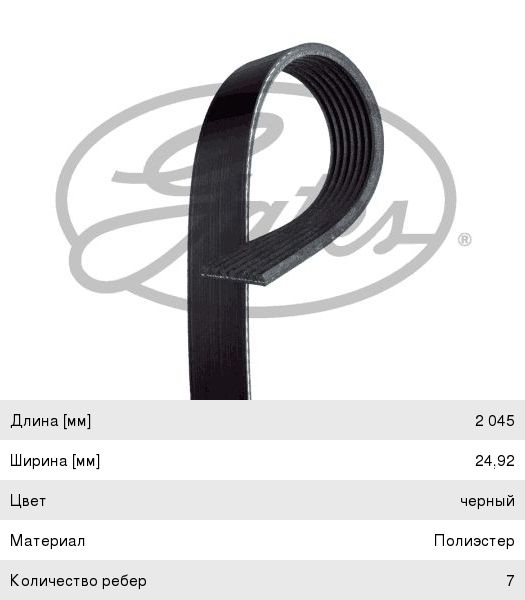 Ремень приводной поликлиновой 7PK2045 TOYOTA Fortuner (16-) GATES