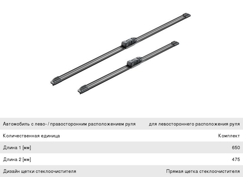 Щетка стеклоочистителя 650475мм комплект Aerotwin BOSCH