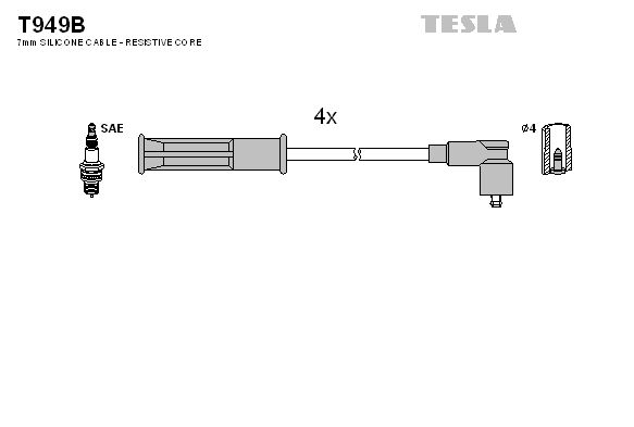 Провод высоковольтный RENAULT Kangoo (97-) (1.4) комплект TESLA