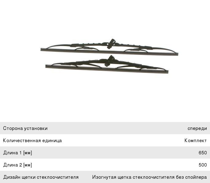 Щетка стеклоочистителя CITROEN Jumpy (07-) TOYOTA Land Cruiser (09-) 500650мм комплект Twin BOSCH
