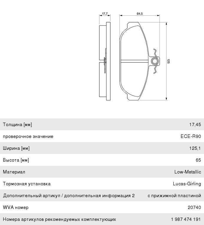 Колодки тормозные VOLVO 740, 760, 940, 960 передние (4шт.) BOSCH