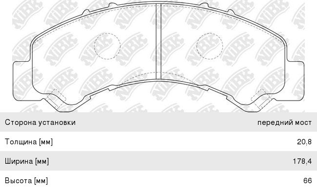 Колодки тормозные ISUZU NLR85 передние (4шт.) NIBK