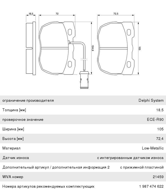 Колодки тормозные LAND ROVER Discovery (89-98) передние (4шт.) BOSCH