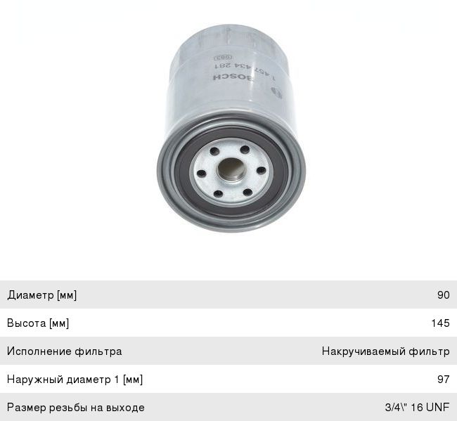 Фильтр топливный NISSAN Pathfinder (R51M), Primera (P10, P11, P12), X-Trail (01-) (DTDI) BOSCH