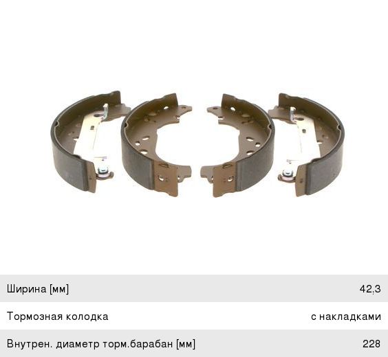 Колодки тормозные FORD Focus 2 (04-) задние барабанные (4шт.) BOSCH