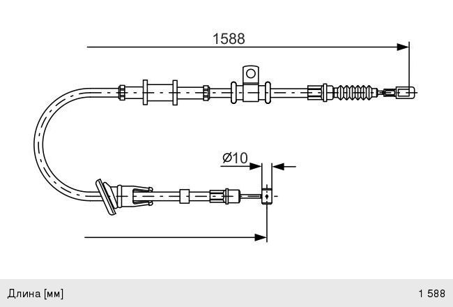 Трос стояночного тормоза MITSUBISHI Carisma (97-06) правый BOSCH