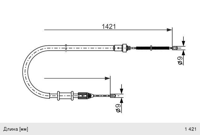 Изображение 1, 1987477633 Трос стояночного тормоза NISSAN Kubistar (03-) правый BOSCH