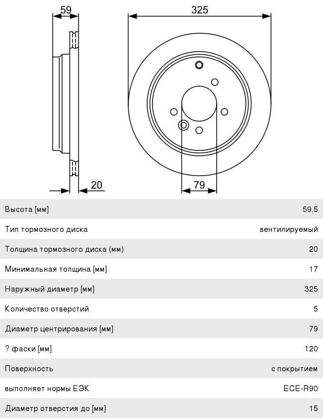 Диск тормозной LAND ROVER Discovery (04-) задний (1шт.) BOSCH