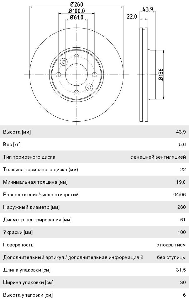 Размеры тормозных дисков лады весты