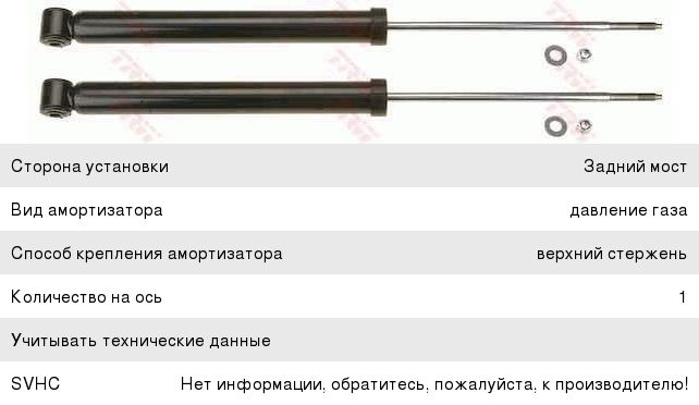 Амортизатор BMW 3 (E36, E46) задний левыйправый газовый TRW