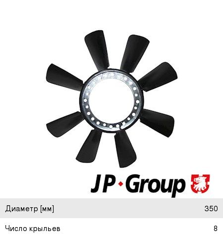 Изображение 1, 1114900300 Крыльчатка VW Passat AUDI A4 SKODA Superb вентилятора охлаждения JP