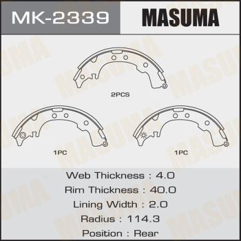 Колодки тормозные TOYOTA Picnic (96-03) задние барабанные (4шт.) MASUMA