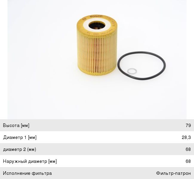 Фильтр масляный BMW 3 (E46), 5 (E39), 7 (E38), X5 (E53) LAND ROVER Range Rover 3 (02-) (DTDI) BOSCH