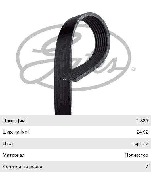 Изображение 1, 7PK1335 Ремень приводной поликлиновой 7PK1335 GATES