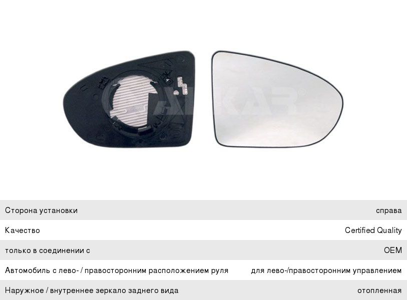 Изображение 1, 6432567 Элемент зеркальный NISSAN Qashqai ALKAR