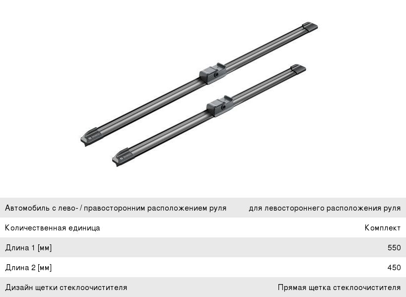 Щетка стеклоочистителя 550450мм комплект Aerotwin BOSCH