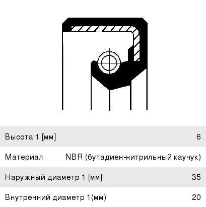 Изображение 1, 12011484B Сальник ТНВД (20x35x6) CORTECO