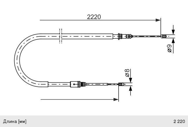 Трос стояночного тормоза RENAULT Laguna (01-05) правый BOSCH