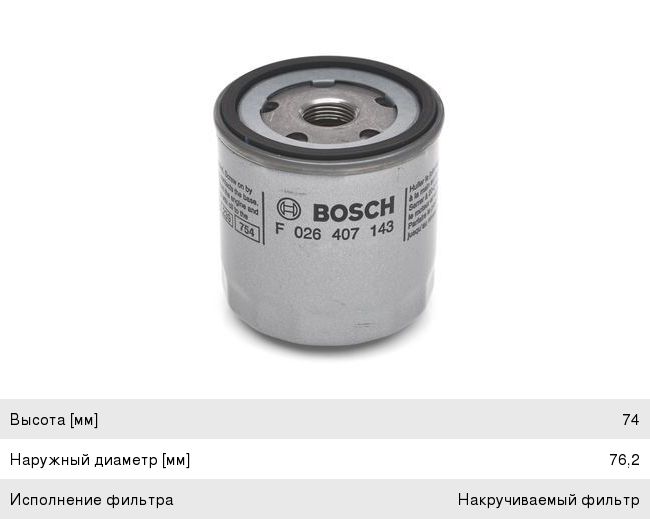 Фильтр масляный VW Golf (12-), Polo (12-) AUDI A3 (12-) SEAT Leon SKODA Octavia BOSCH