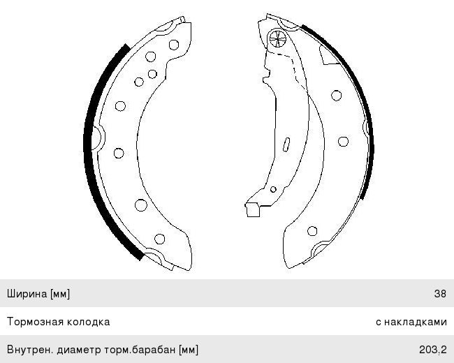 Колодки тормозные ЛАДА Largus RENAULT Logan PEUGEOT 206 задние барабанные (203х38мм) (4шт.) BOSCH