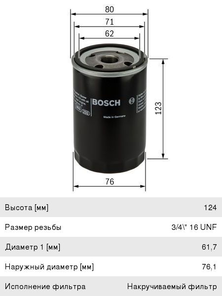 Фильтр масляный VW AUDI SEAT SKODA (замена для 0451103225) BOSCH