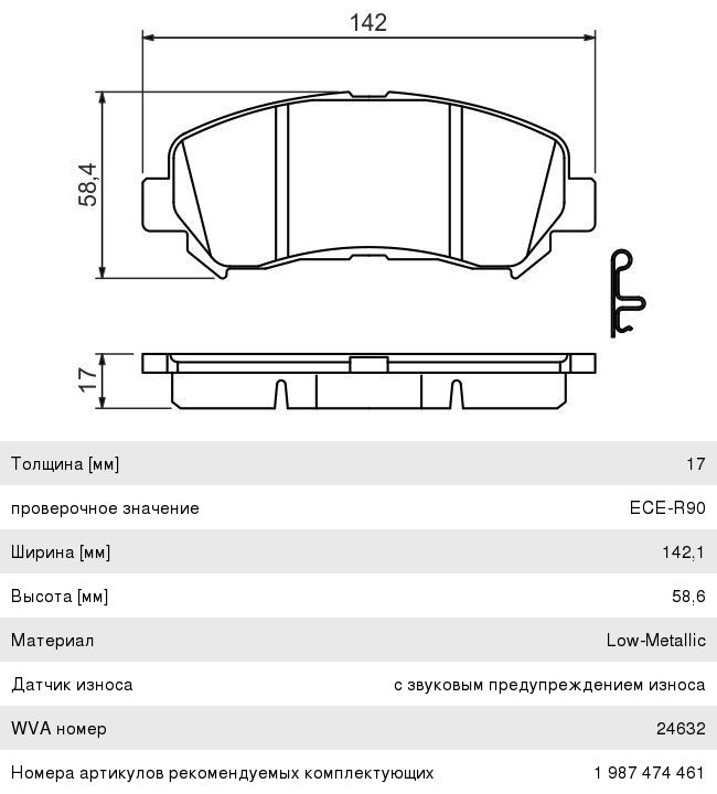Колодки тормозные NISSAN Qashqai (J10E), X-Trail (T31) передние (4шт.) BOSCH