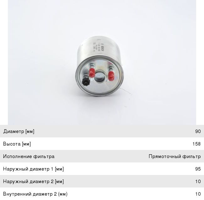 Фильтр топливный RENAULT Laguna 3 (09-) (2.0 D), Kangoo 2 (1.5 D) BOSCH