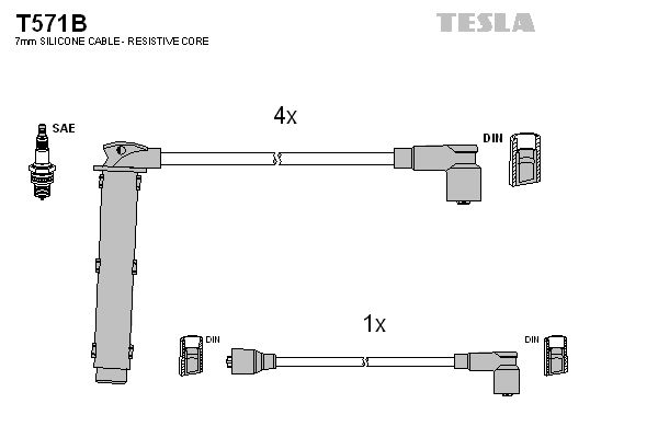 Изображение 1, T571B Провод высоковольтный ROVER 214 комплект TESLA