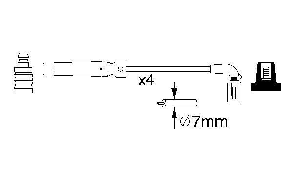 Провод высоковольтный DAEWOO Nexia (1.5 DOHC) CHEVROLET Aveo (1.4) (под модуль) комплект BOSCH