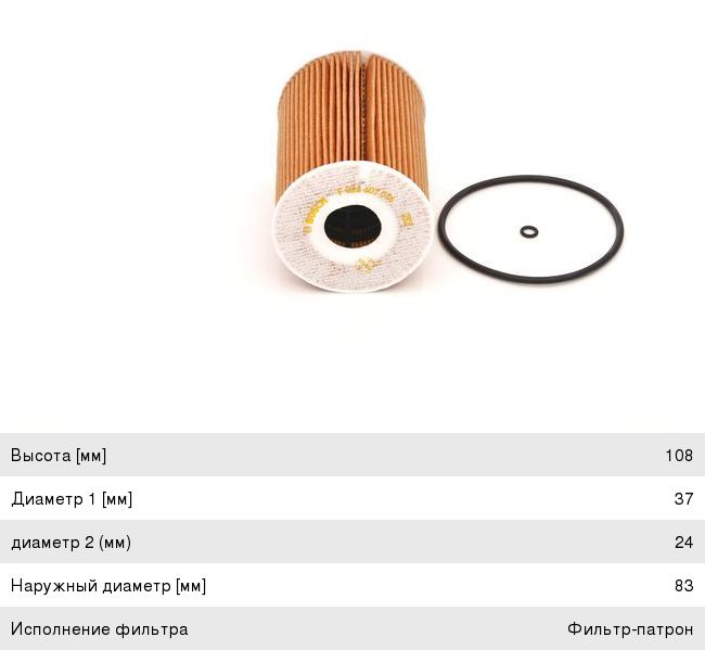 Фильтр масляный MERCEDES ML (W164), E (W221) (06-) (4.2 CDI) BOSCH