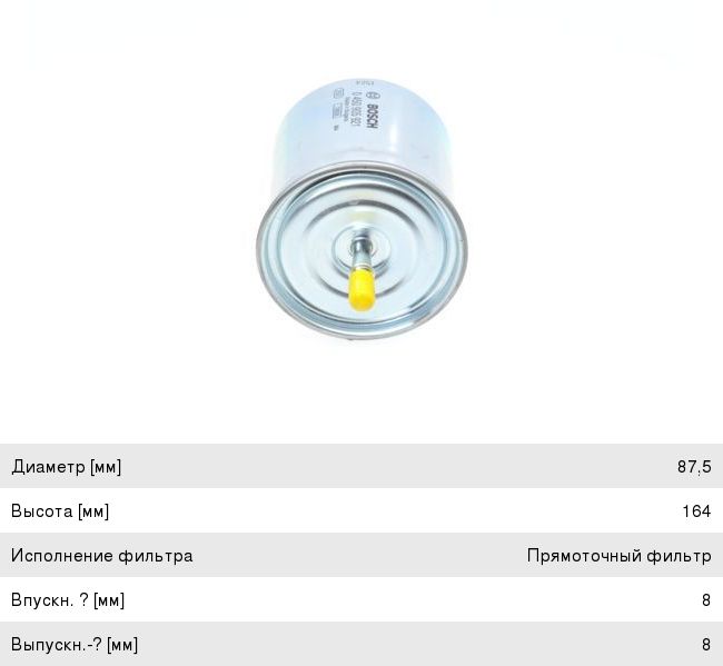 Фильтр топливный VOLVO C70, S40, S60, S80, V40, V70, XC70, XC90 BOSCH