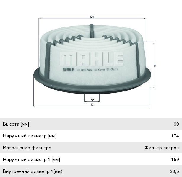 Фильтр воздушный SUBARU Justy (01-03) MAHLE