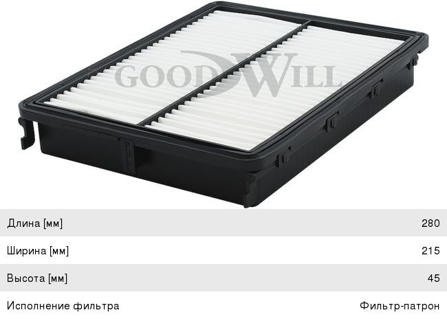 Изображение 1, AG462 Фильтр воздушный HYUNDAI Sonata (14-) GOODWILL