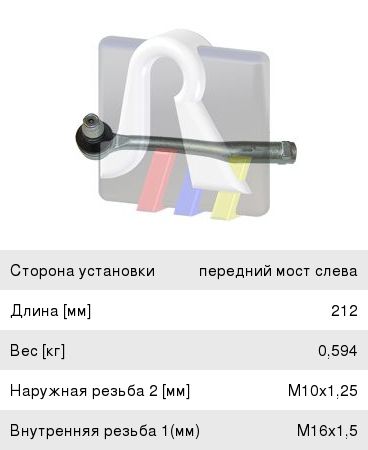 Изображение 1, 91007832 Наконечник рулевой тяги PEUGEOT 207 (07-) CITROEN C3 (09-) левый RTS