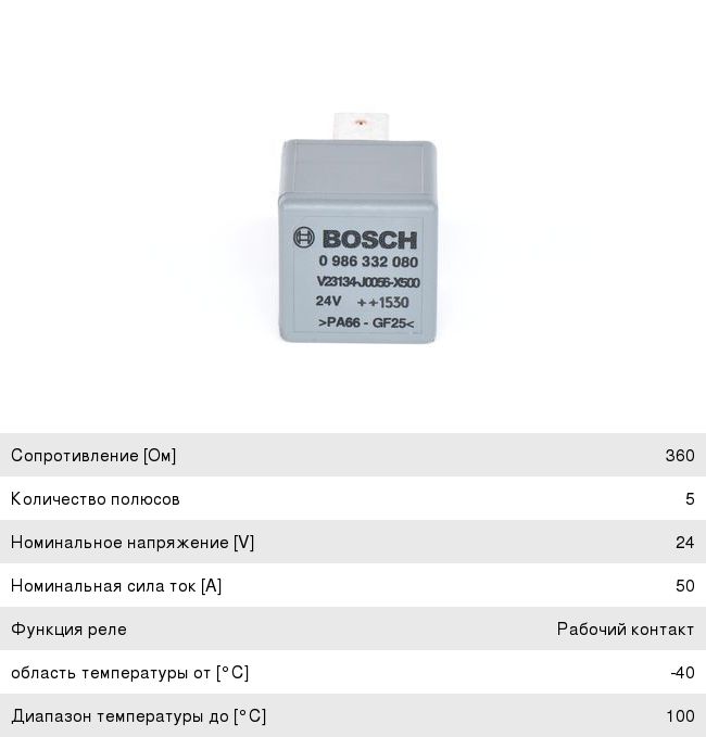 Реле DAF SCANIA VOLVO универсальное BOSCH