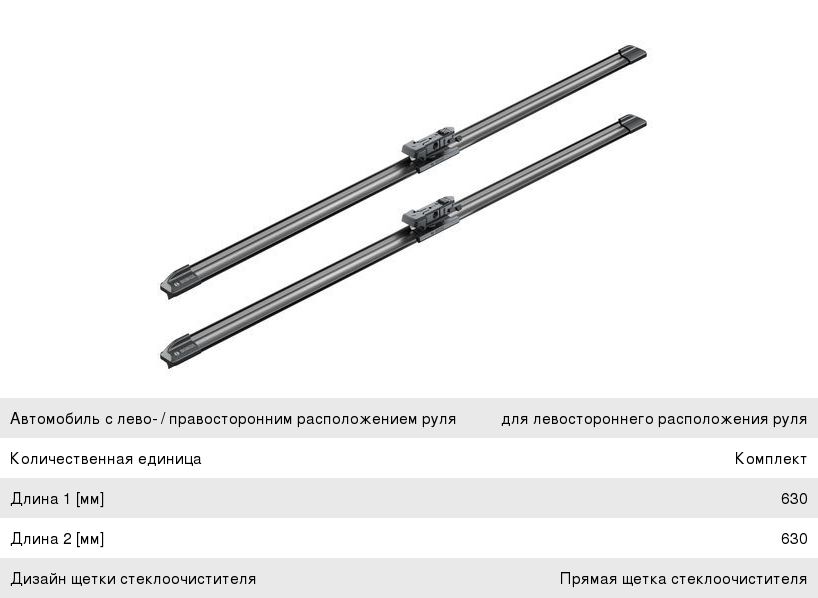 Щетка стеклоочистителя IVECO Daily (14-) 630630мм комплект Aerotwin BOSCH