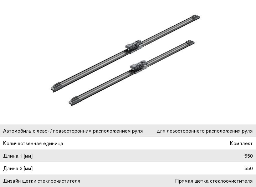 Щетка стеклоочистителя MERCEDES S (W222) (13-) комплект BOSCH