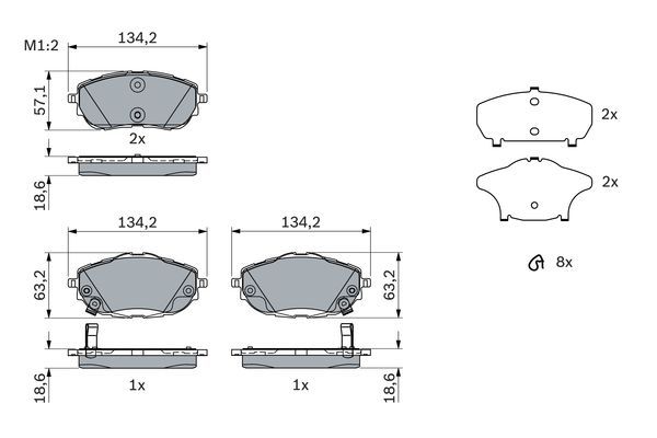 Колодки тормозные TOYOTA Corolla (13-) передние (4шт.) BOSCH