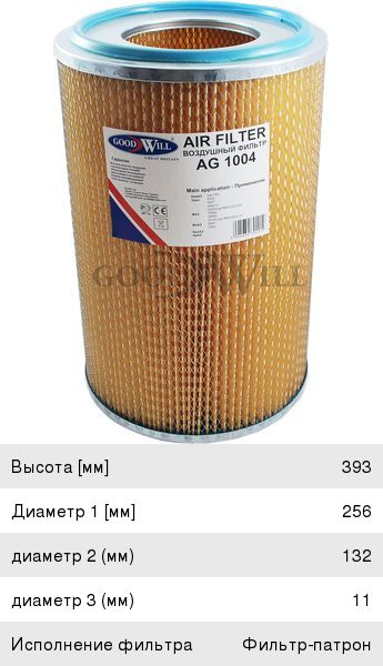 Изображение 1, AG1004 Фильтр воздушный КАМАЗ GOODWILL