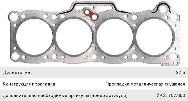 Изображение 1, 828254 Прокладка головки блока MAZDA металлическая ELRING