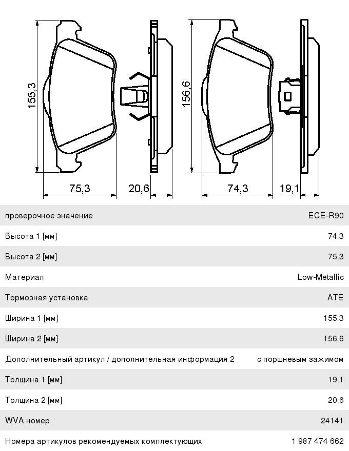 Колодки тормозные VOLVO XC90 передние (4шт.) BOSCH