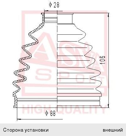 Изображение 1, ASBT-BT50 Пыльник ШРУСа FORD Ranger наружного комплект ASVA